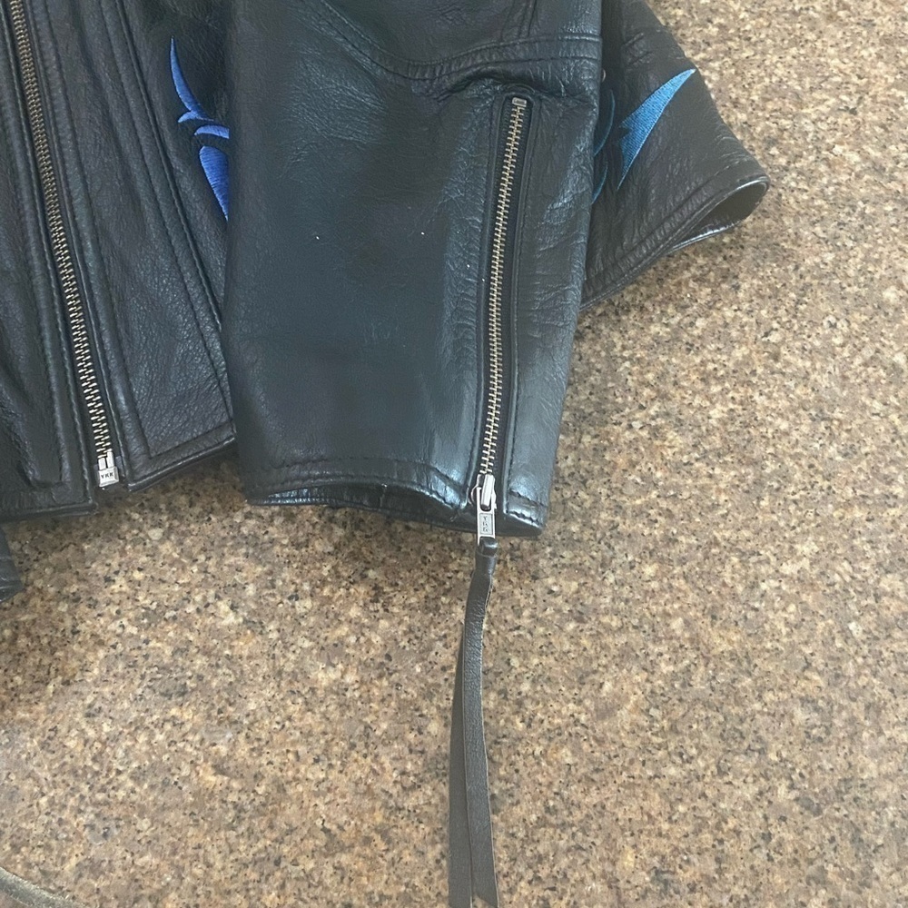 Genuine Harley Davidson Women’s Dark Turquoise Blue & Black Leather Jacket NWOT - Picture 10 of 12